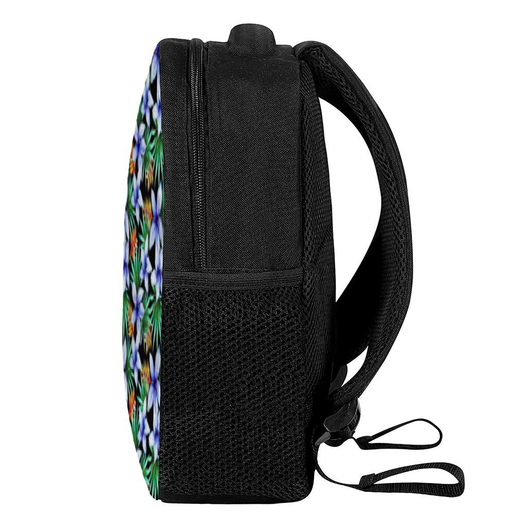 Blue Hawaiian Wildflowers Pattern Print Casual Backpack