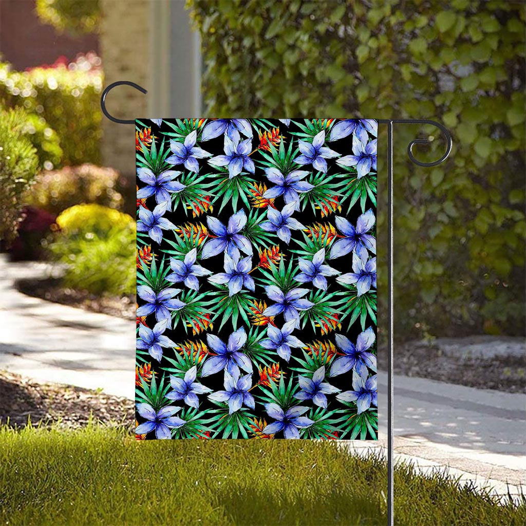 Blue Hawaiian Wildflowers Pattern Print House Flag