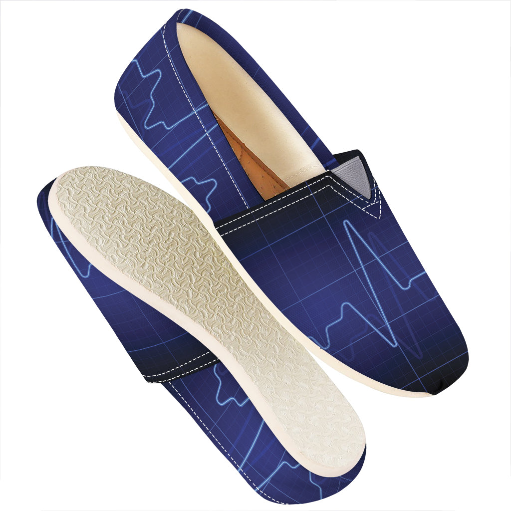 Blue Heartbeat Print Casual Shoes