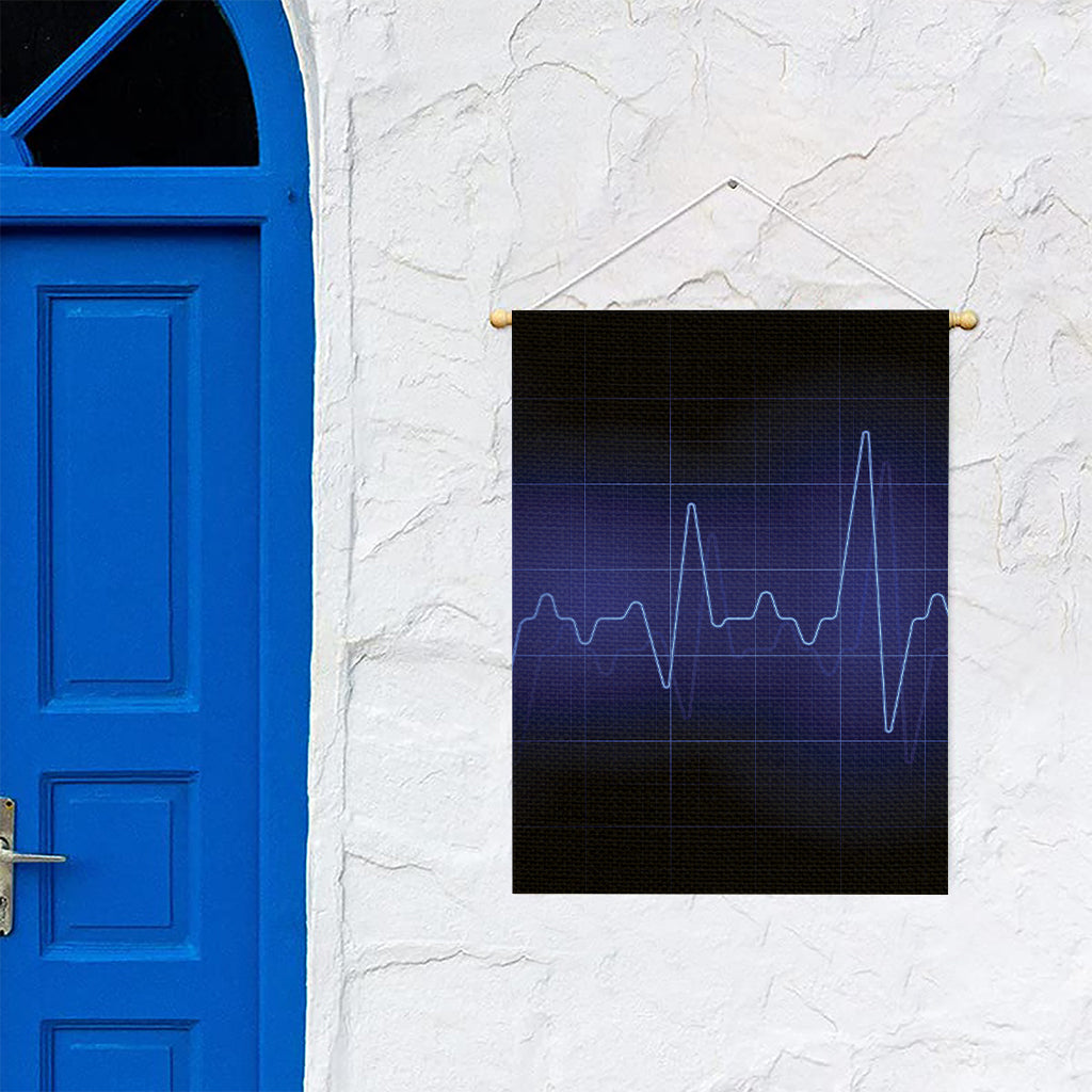 Blue Heartbeat Print Garden Flag