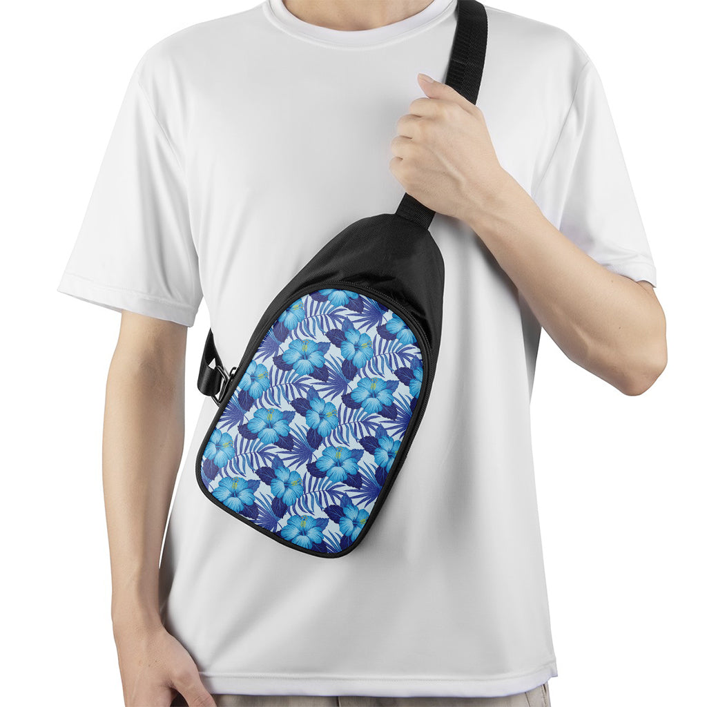 Blue Hibiscus Tropical Pattern Print Chest Bag