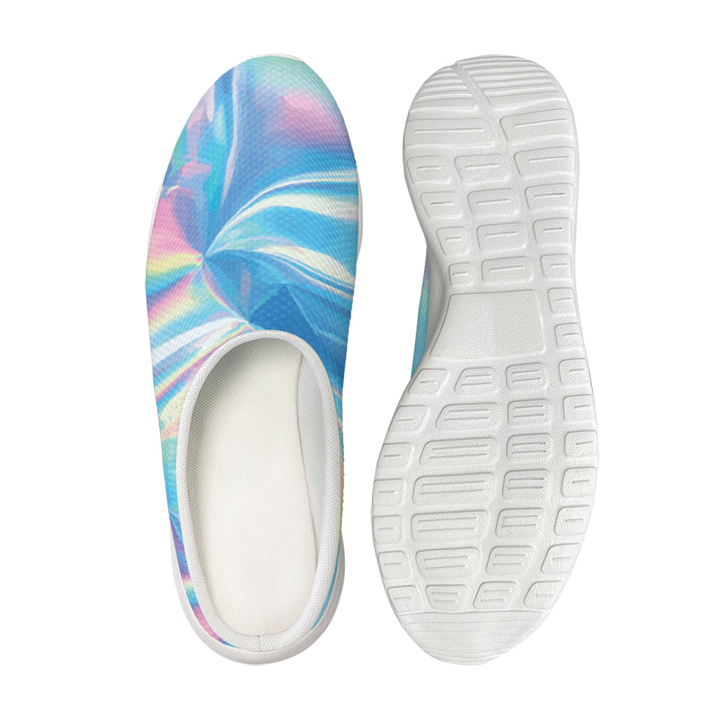 Blue Holographic Print Mesh Casual Shoes
