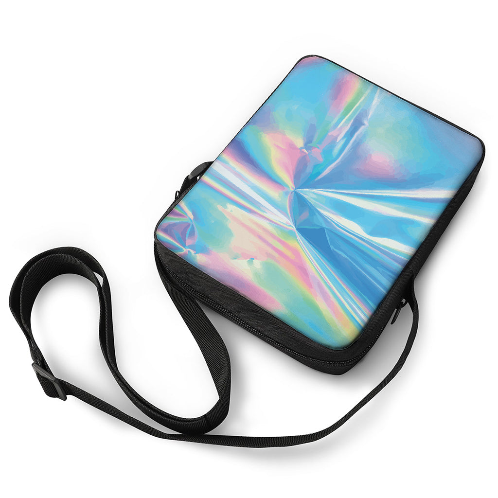 Blue Holographic Print Rectangular Crossbody Bag