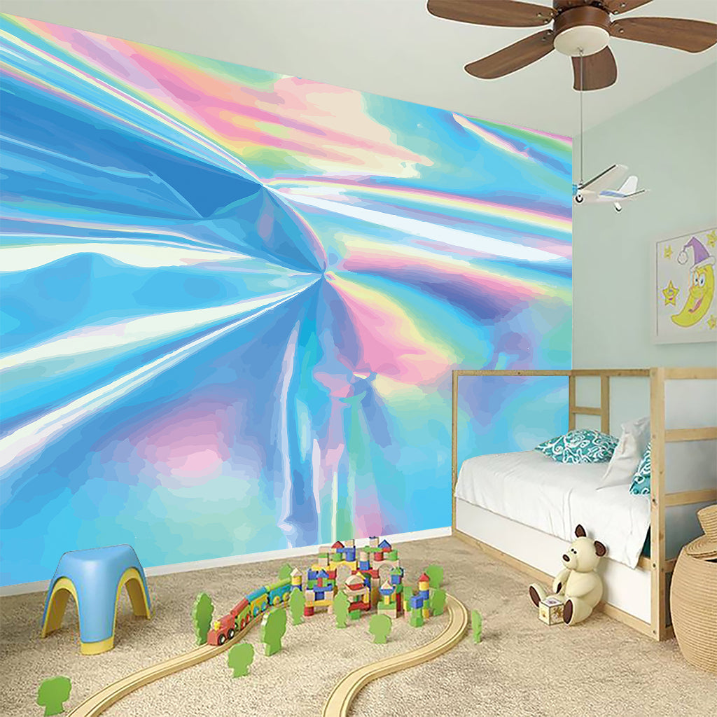 Blue Holographic Print Wall Sticker