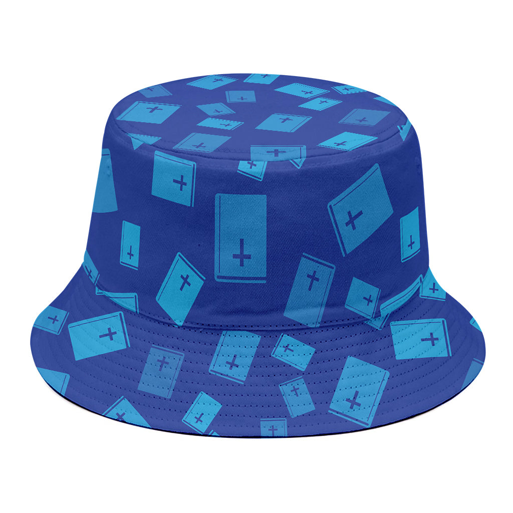 Blue Holy Bible Pattern Print Bucket Hat