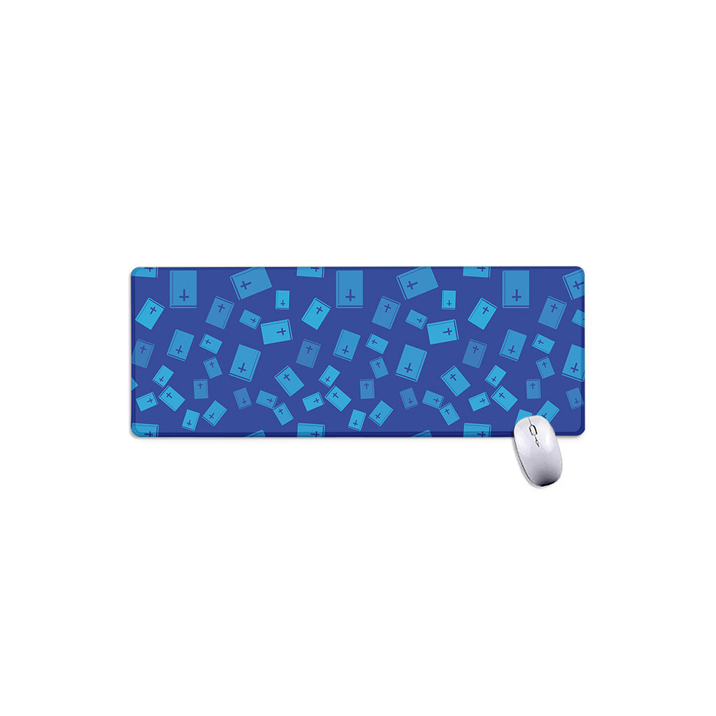 Blue Holy Bible Pattern Print Extended Mouse Pad