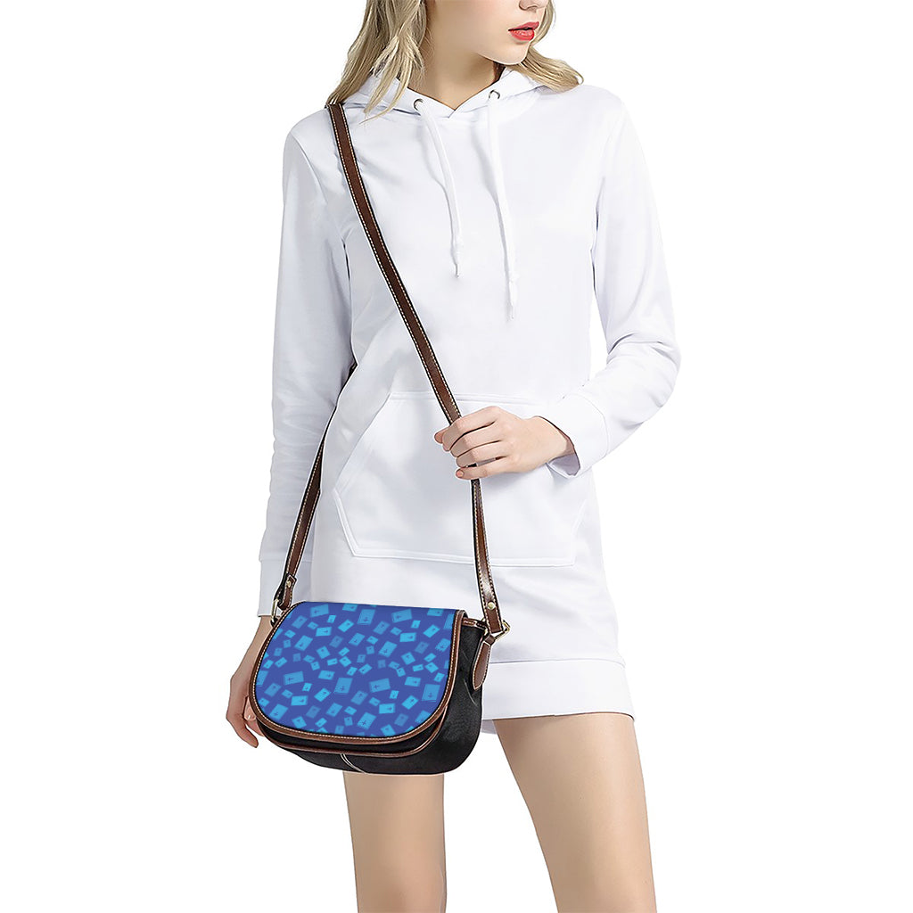 Blue Holy Bible Pattern Print Saddle Bag