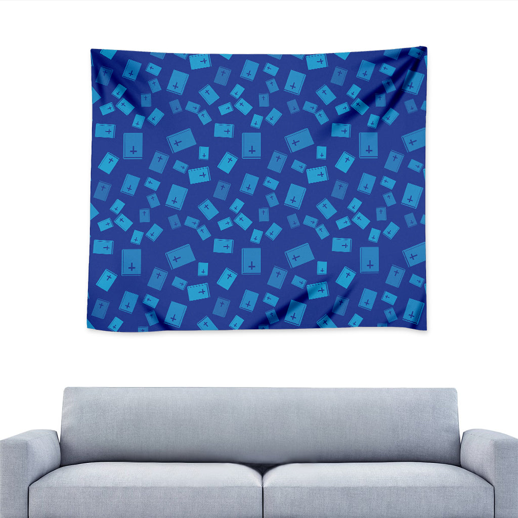 Blue Holy Bible Pattern Print Tapestry
