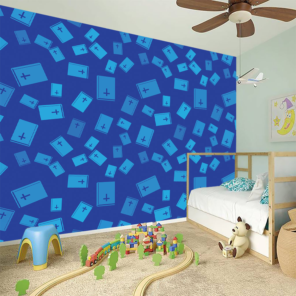 Blue Holy Bible Pattern Print Wall Sticker