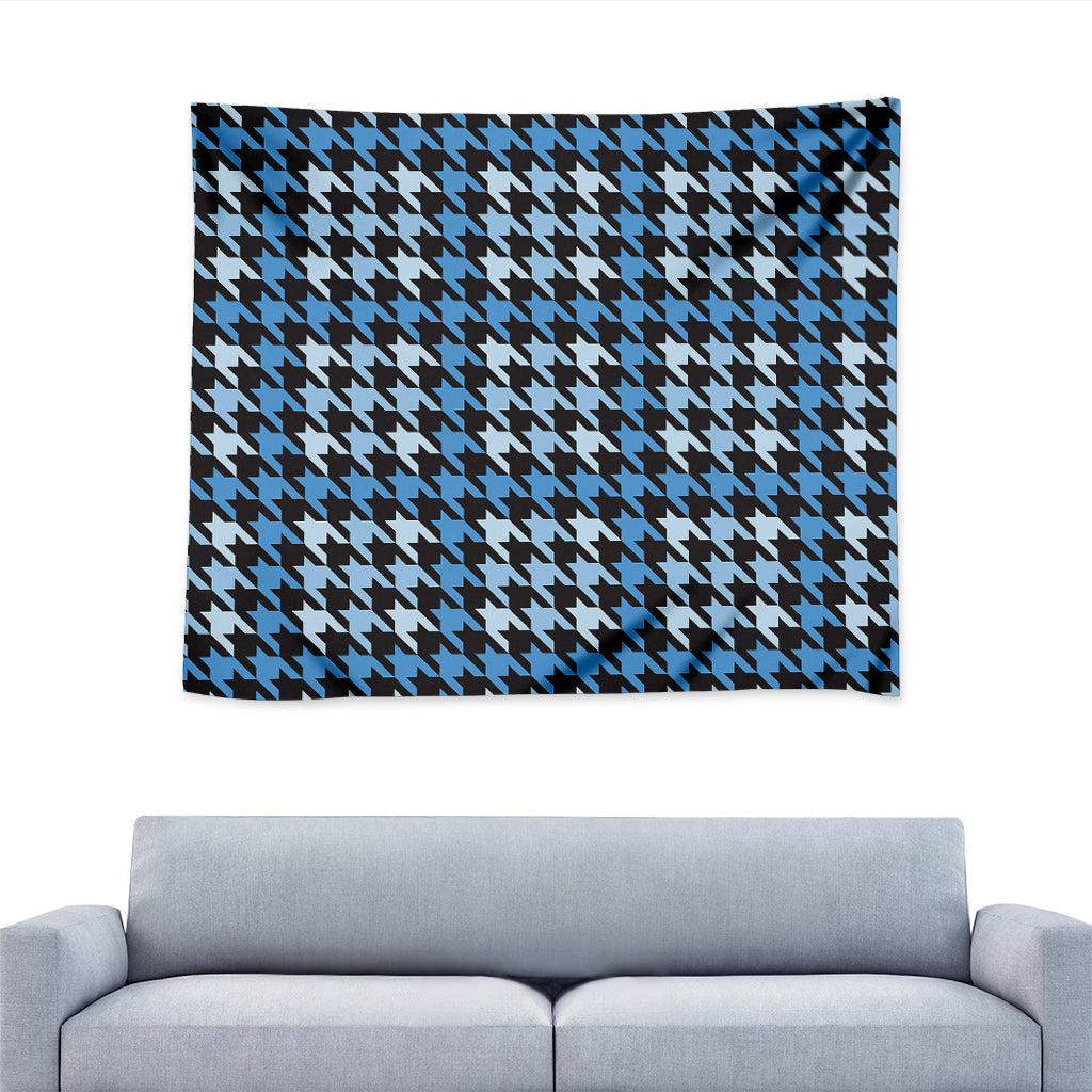 Blue Houndstooth Pattern Print Tapestry