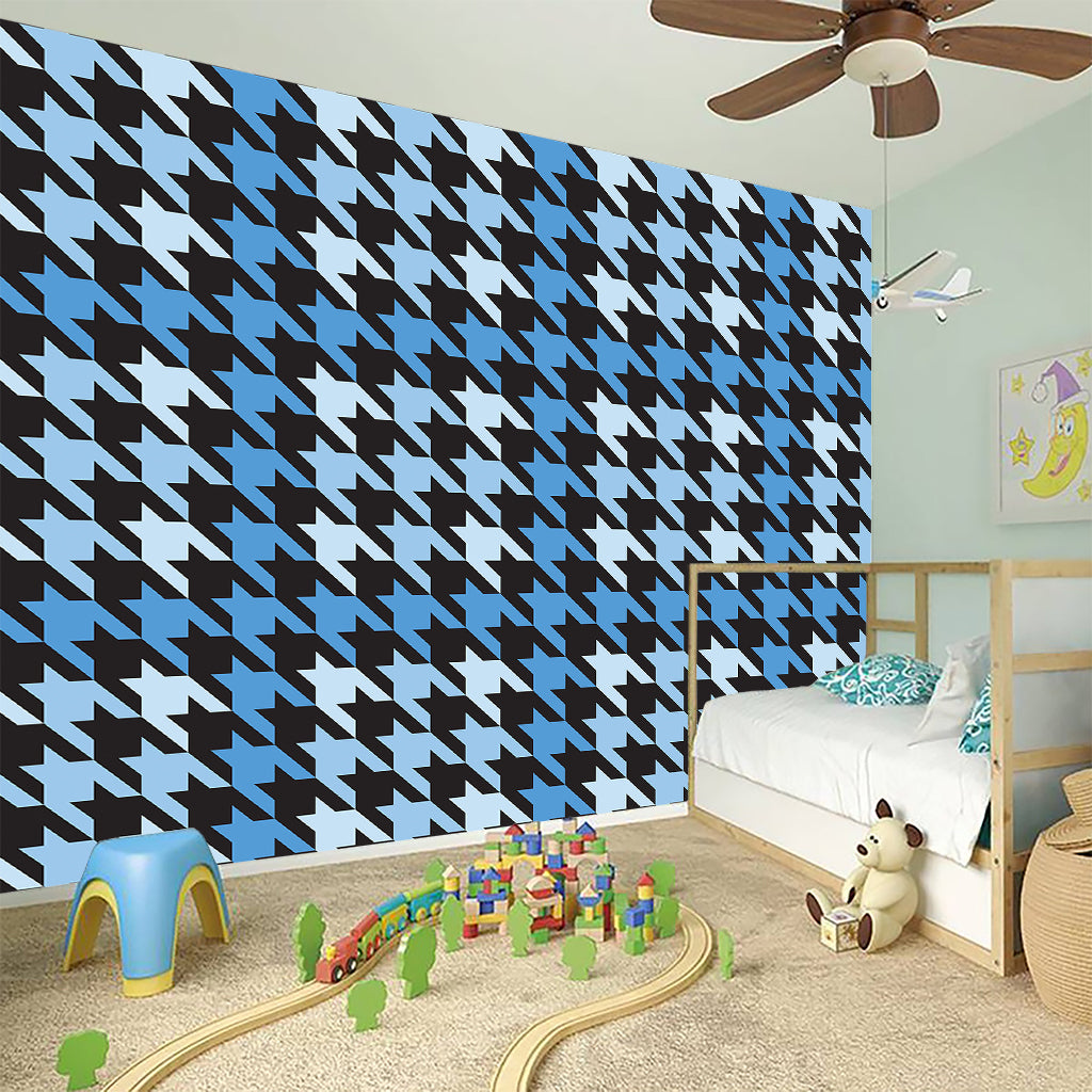 Blue Houndstooth Pattern Print Wall Sticker