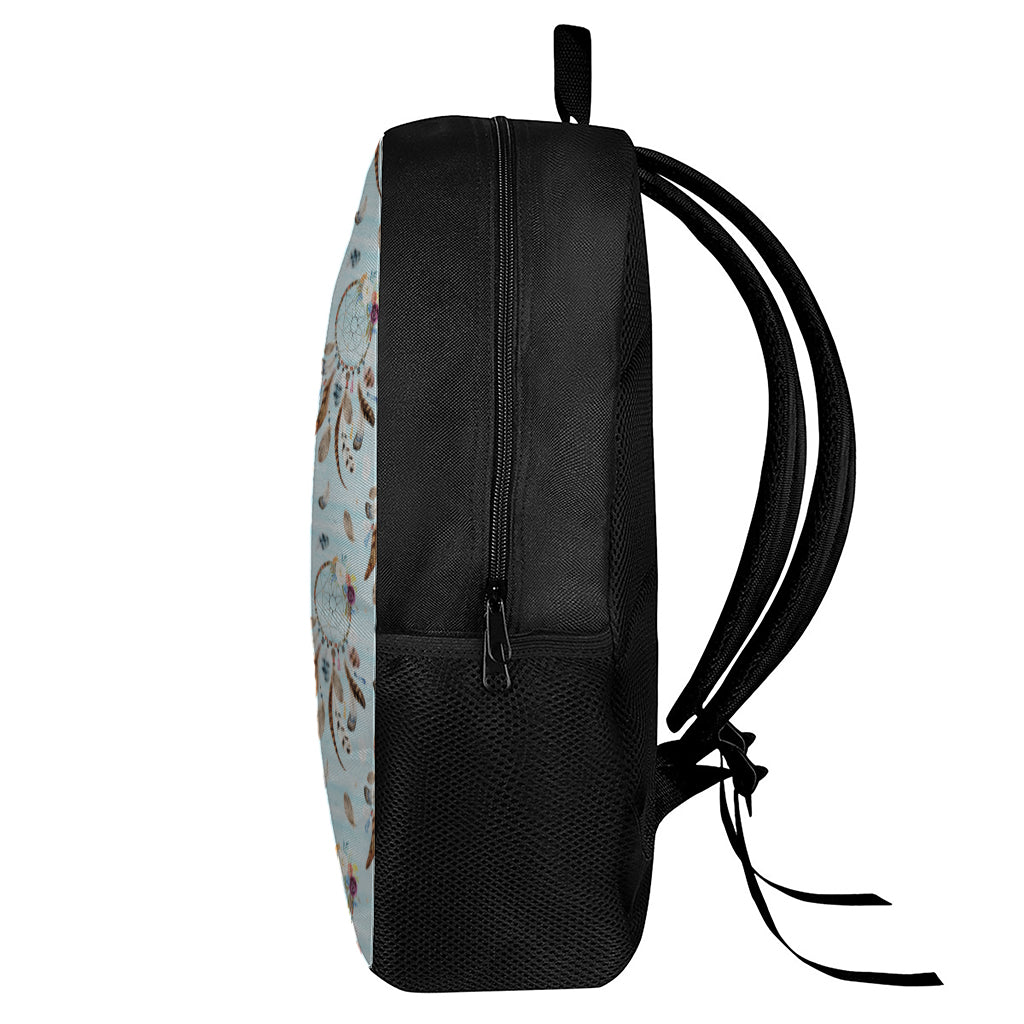 Blue Indian Dream Catcher Pattern Print 17 Inch Backpack