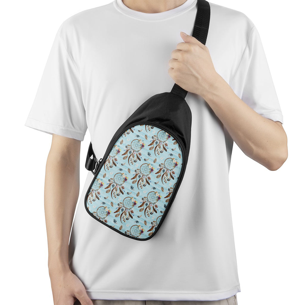 Blue Indian Dream Catcher Pattern Print Chest Bag