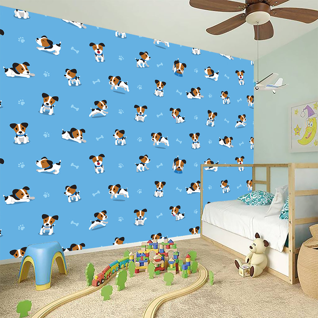 Blue Jack Russell Terrier Pattern Print Wall Sticker