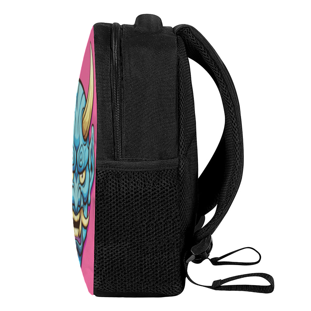 Blue Japanese Demon Print Casual Backpack