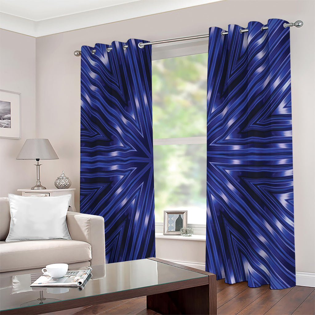 Blue Kaleidoscope Print Extra Wide Grommet Curtains