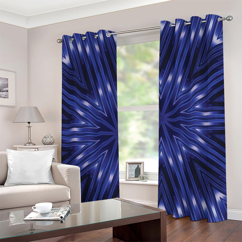 Blue Kaleidoscope Print Grommet Curtains