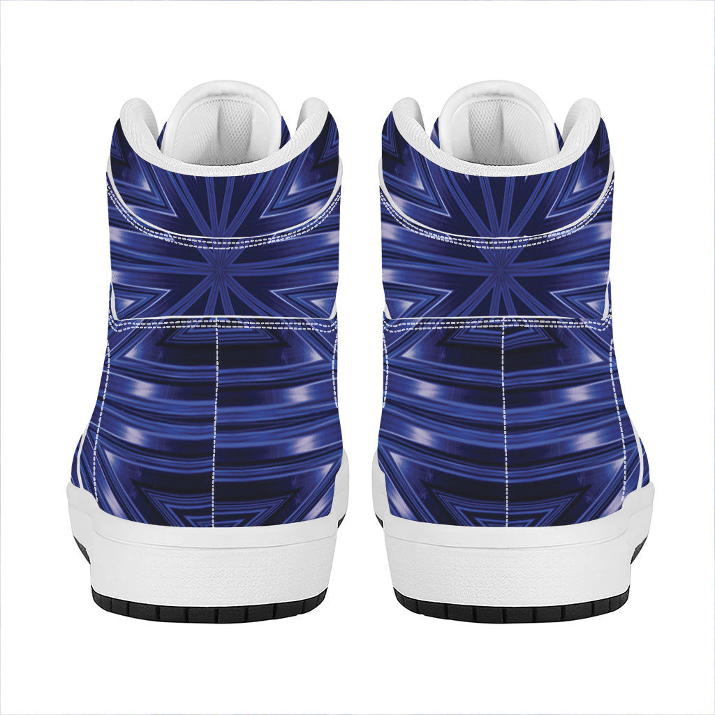 Blue Kaleidoscope Print High Top Leather Sneakers