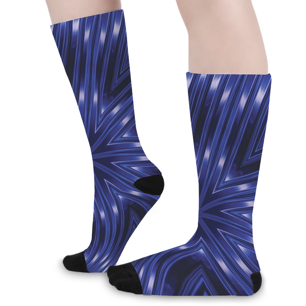 Blue Kaleidoscope Print Long Socks