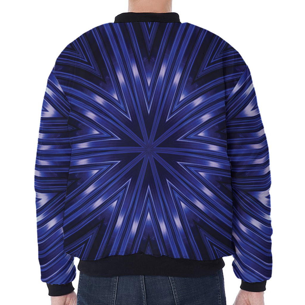Blue Kaleidoscope Print Zip Sleeve Bomber Jacket