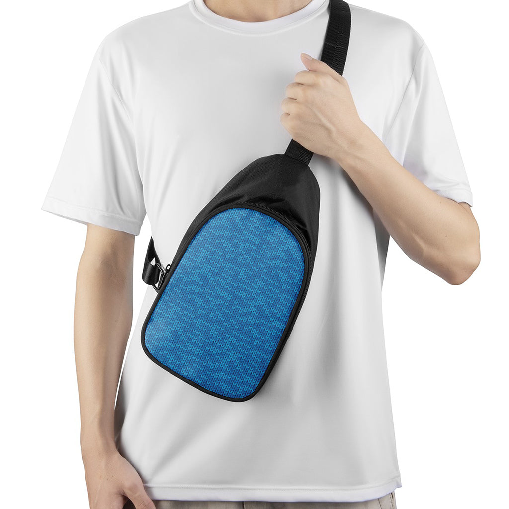 Blue Knitted Pattern Print Chest Bag