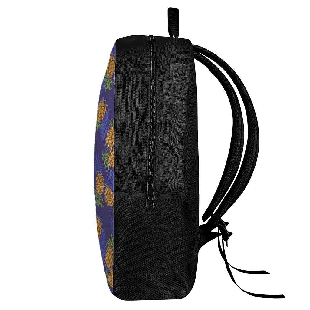 Blue Leaf Pineapple Pattern Print 17 Inch Backpack