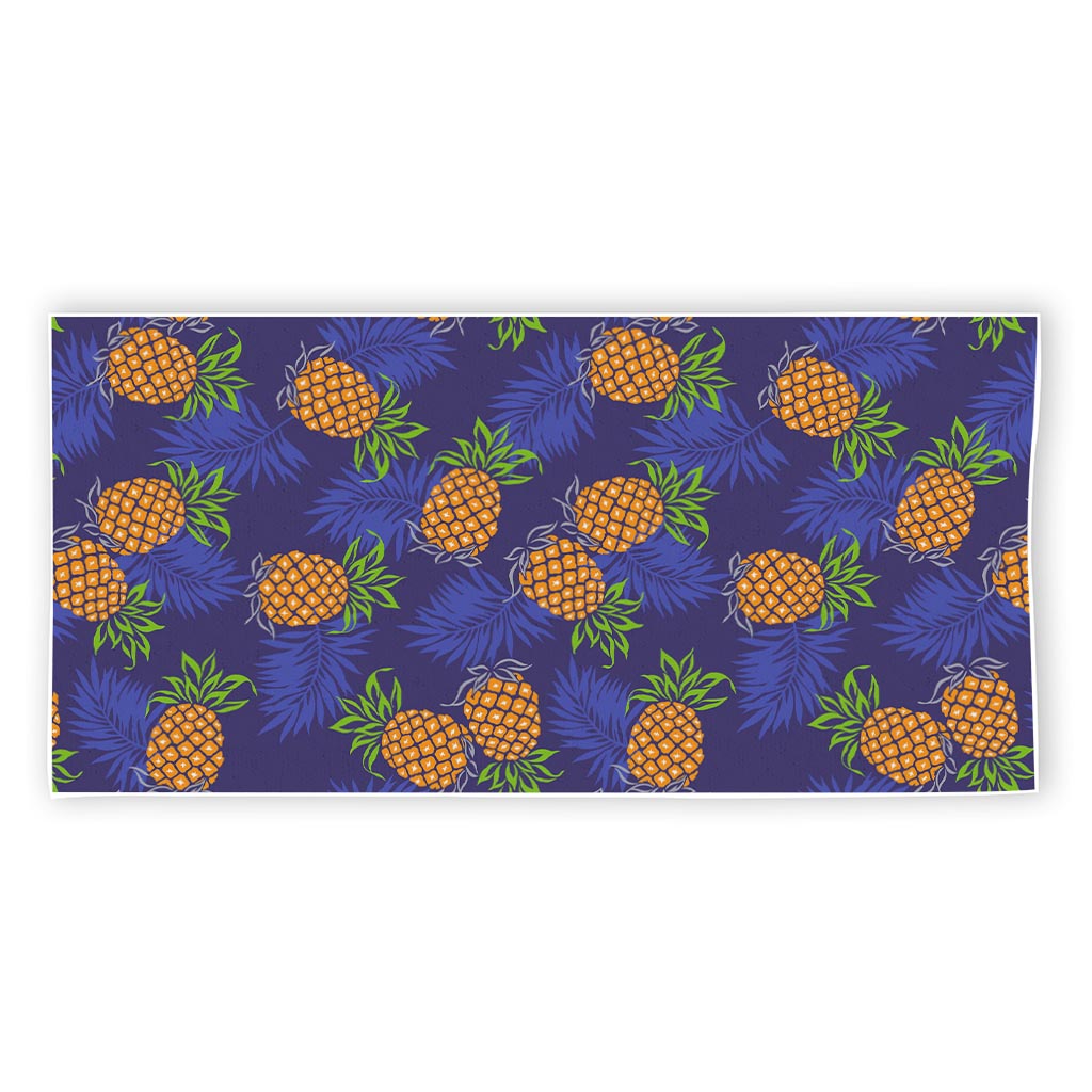 Blue Leaf Pineapple Pattern Print Beach Towel