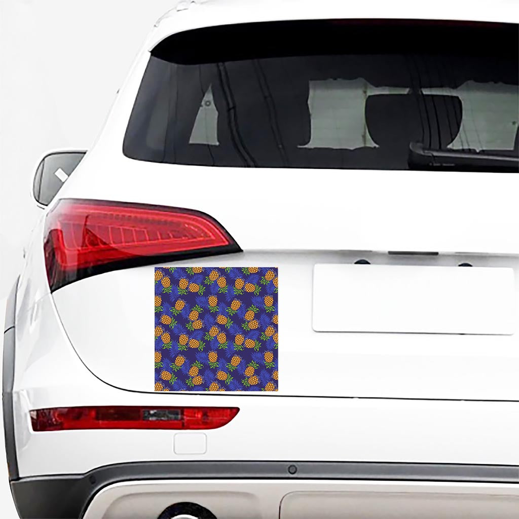 Blue Leaf Pineapple Pattern Print Car Sticker