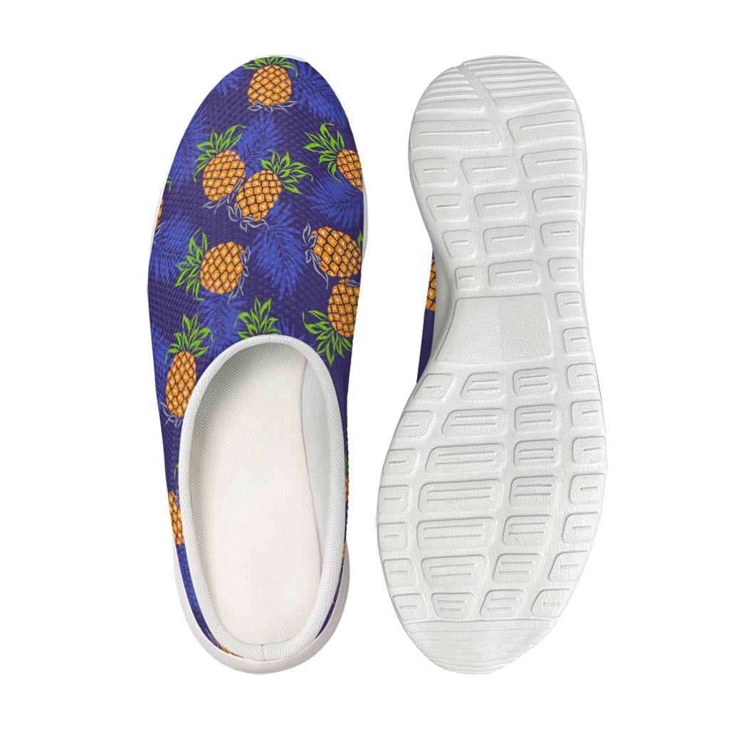 Blue Leaf Pineapple Pattern Print Mesh Casual Shoes