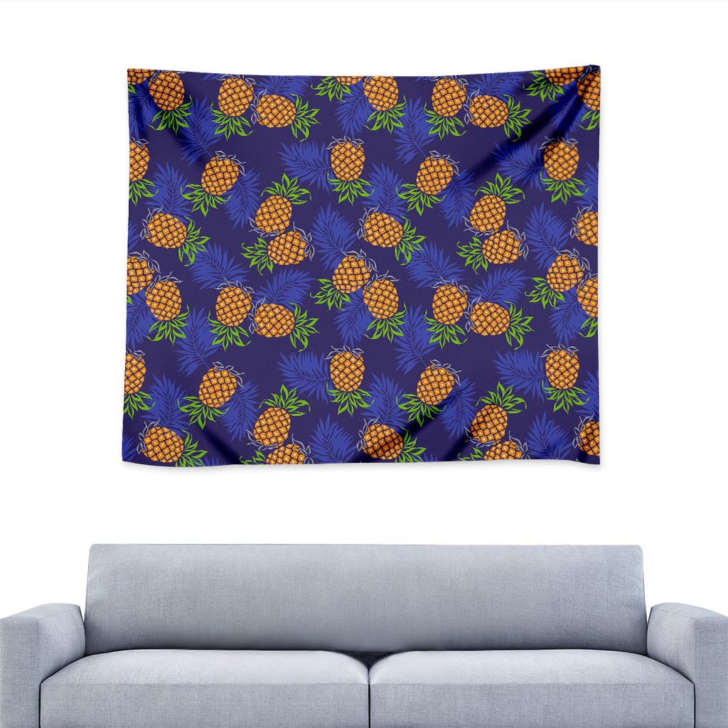 Blue Leaf Pineapple Pattern Print Tapestry