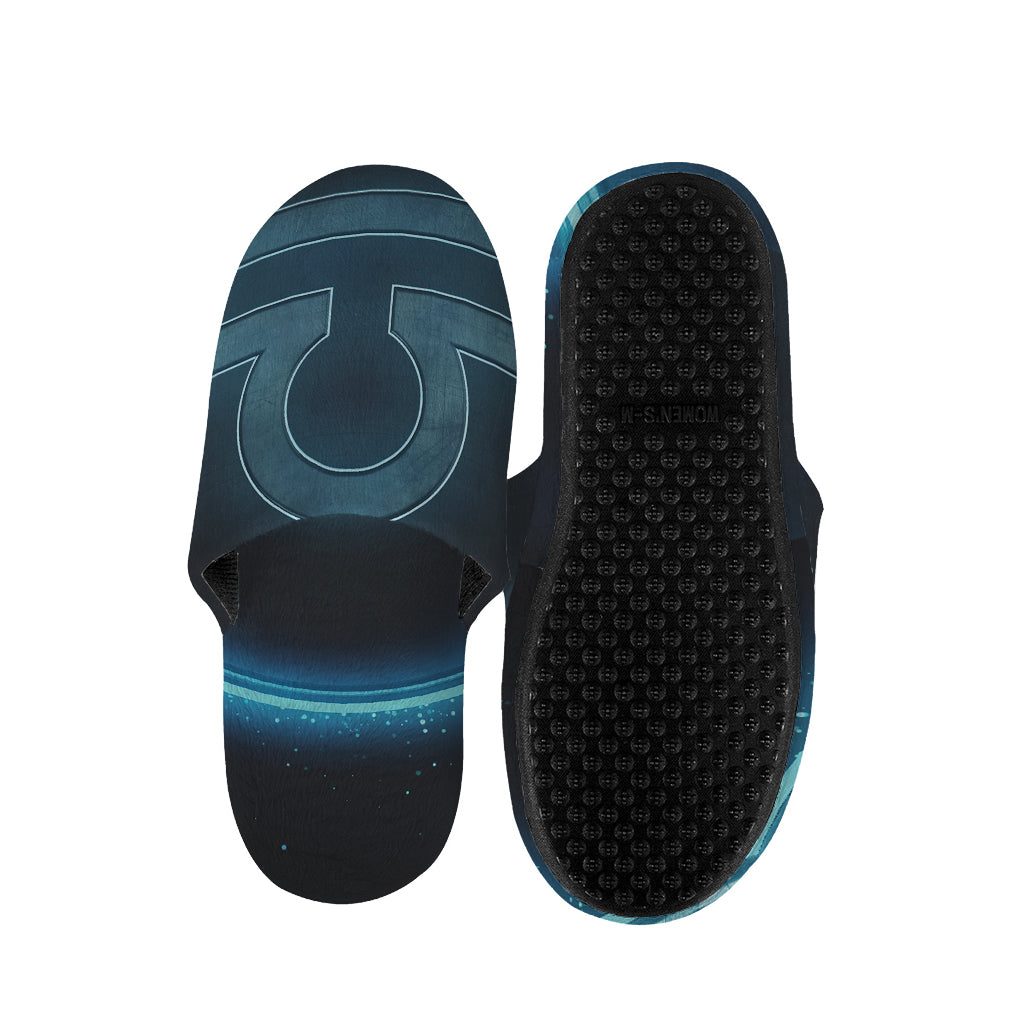 Blue Libra Zodiac Sign Print Slippers