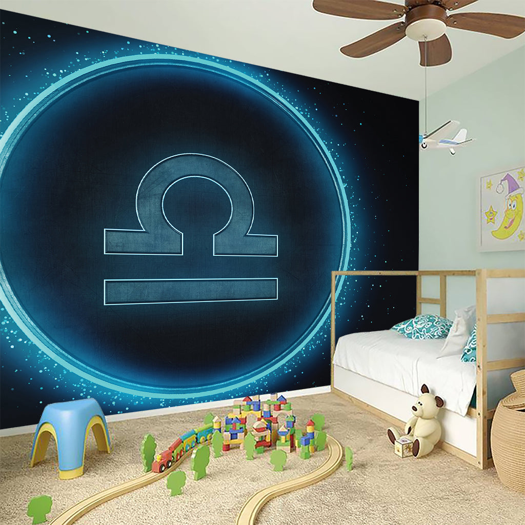 Blue Libra Zodiac Sign Print Wall Sticker