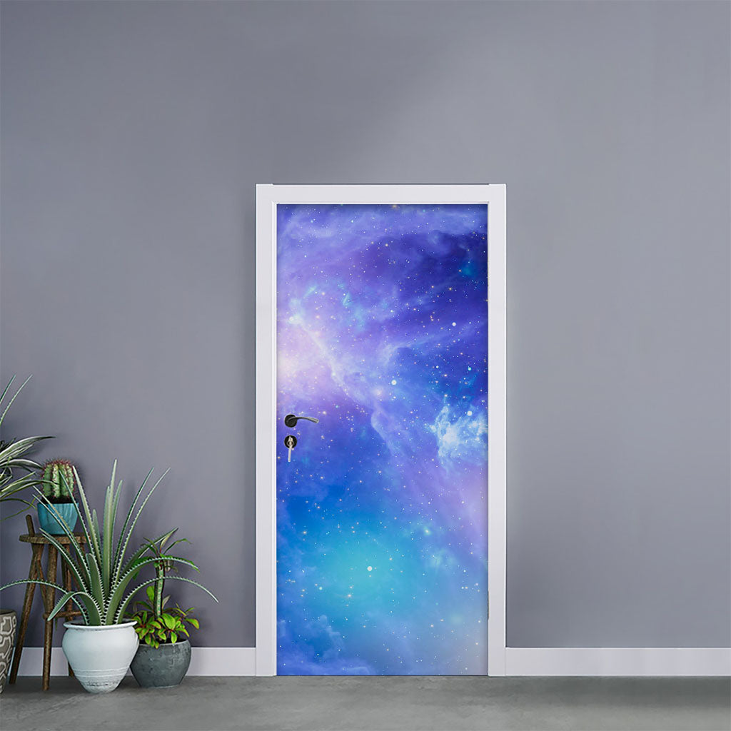Blue Light Nebula Galaxy Space Print Door Sticker