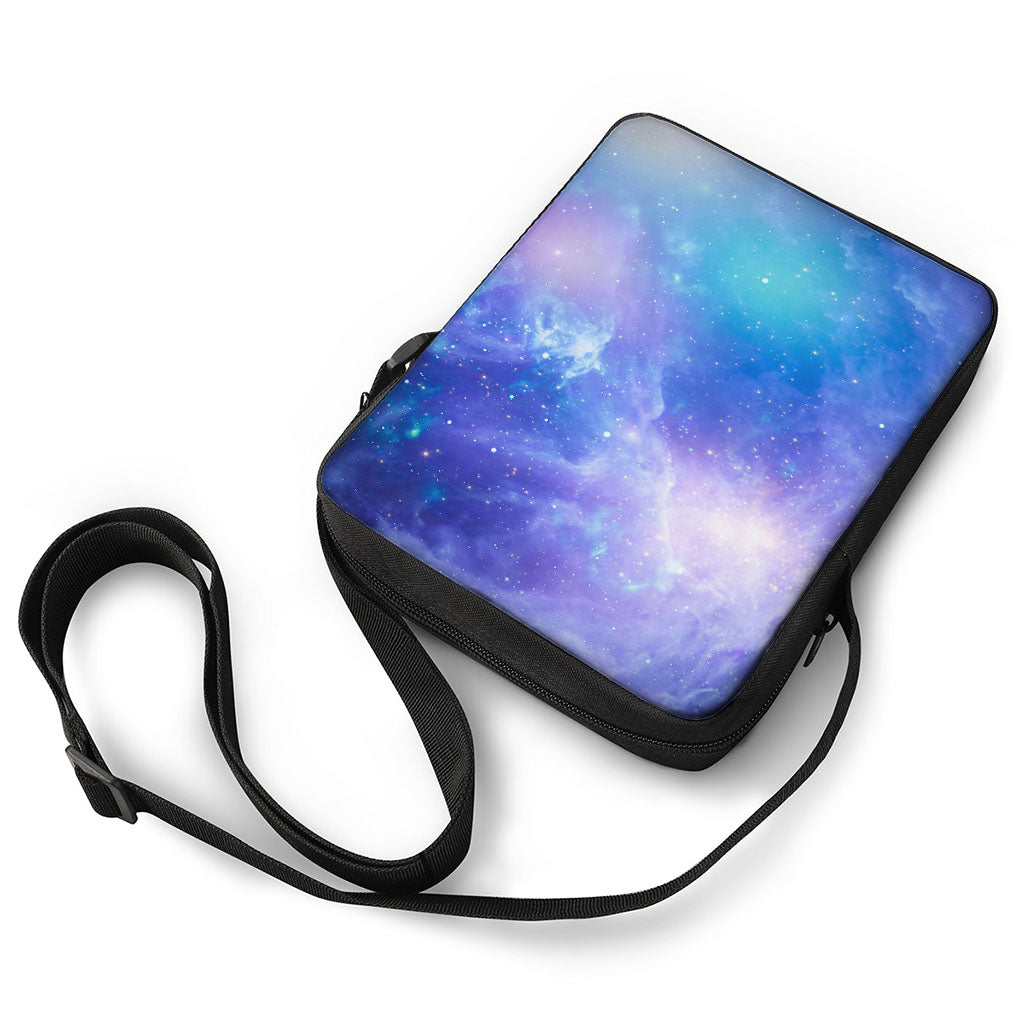 Blue Light Nebula Galaxy Space Print Rectangular Crossbody Bag