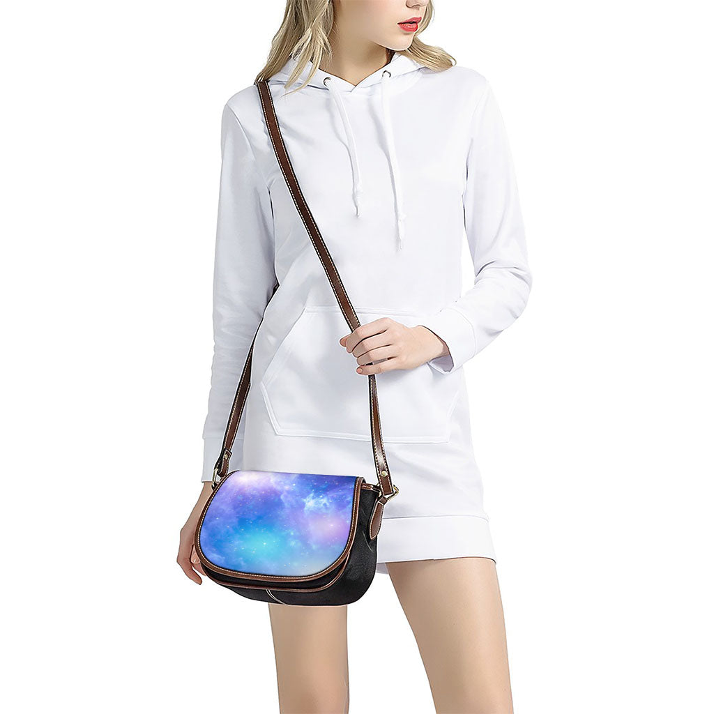 Blue Light Nebula Galaxy Space Print Saddle Bag