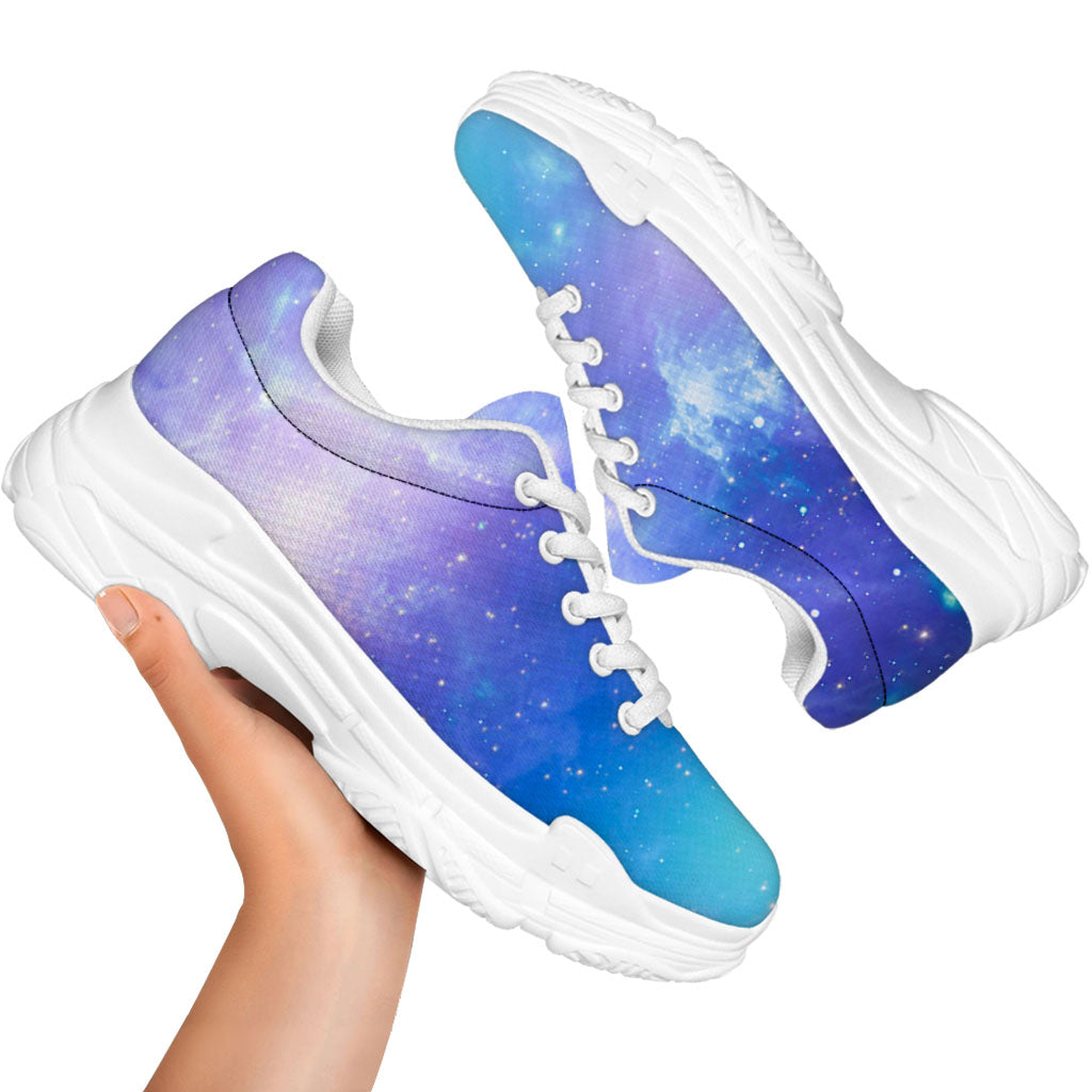 Blue Light Nebula Galaxy Space Print White Chunky Shoes
