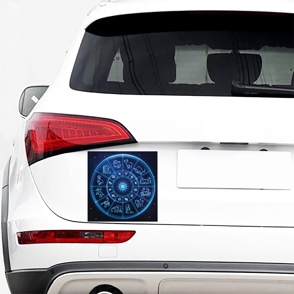 Blue Light Zodiac Circle Print Car Sticker