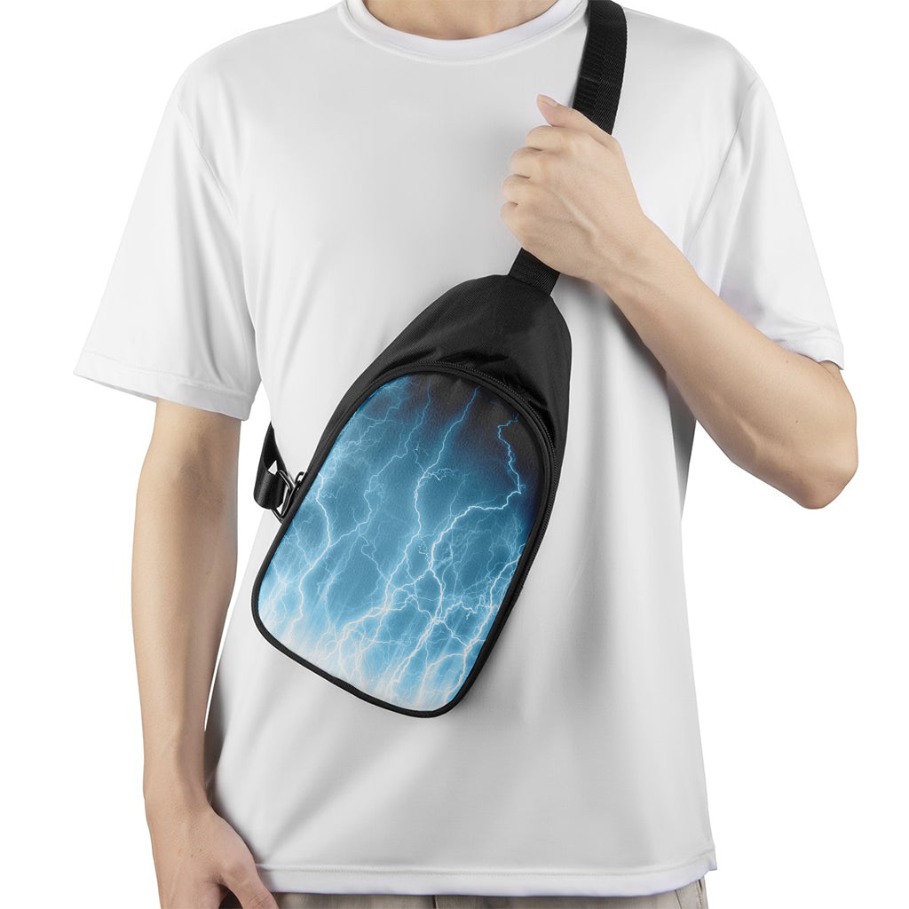 Blue Lightning Print Chest Bag