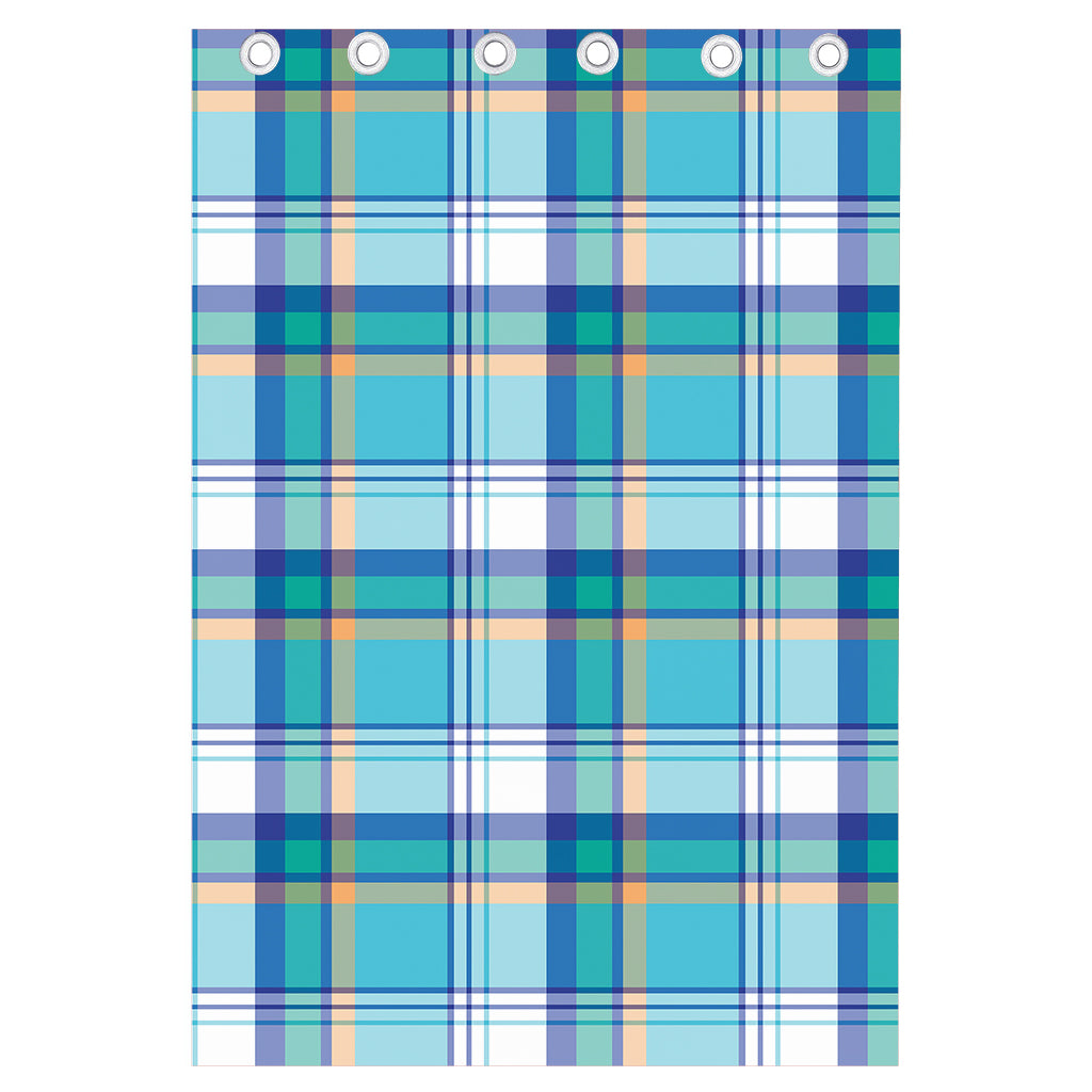 Blue Madras Pattern Print Curtain