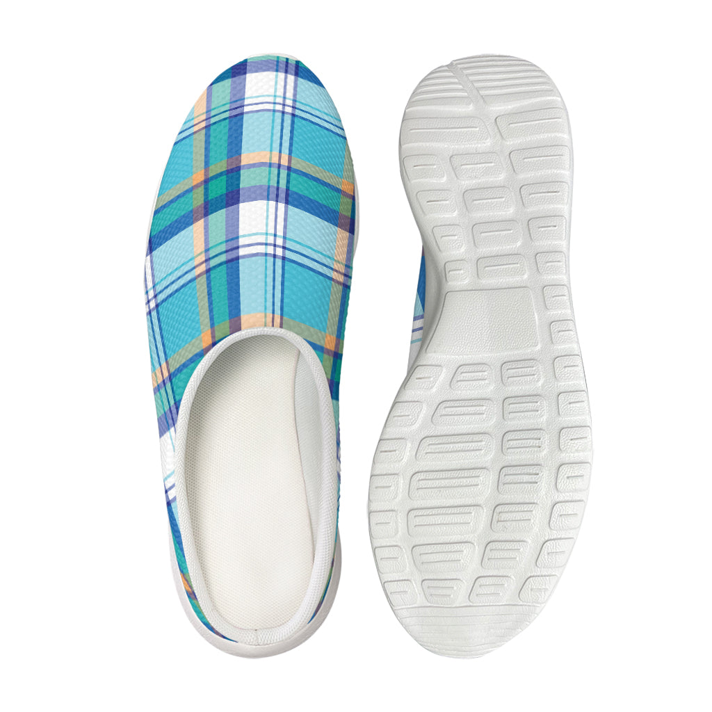 Blue Madras Pattern Print Mesh Casual Shoes