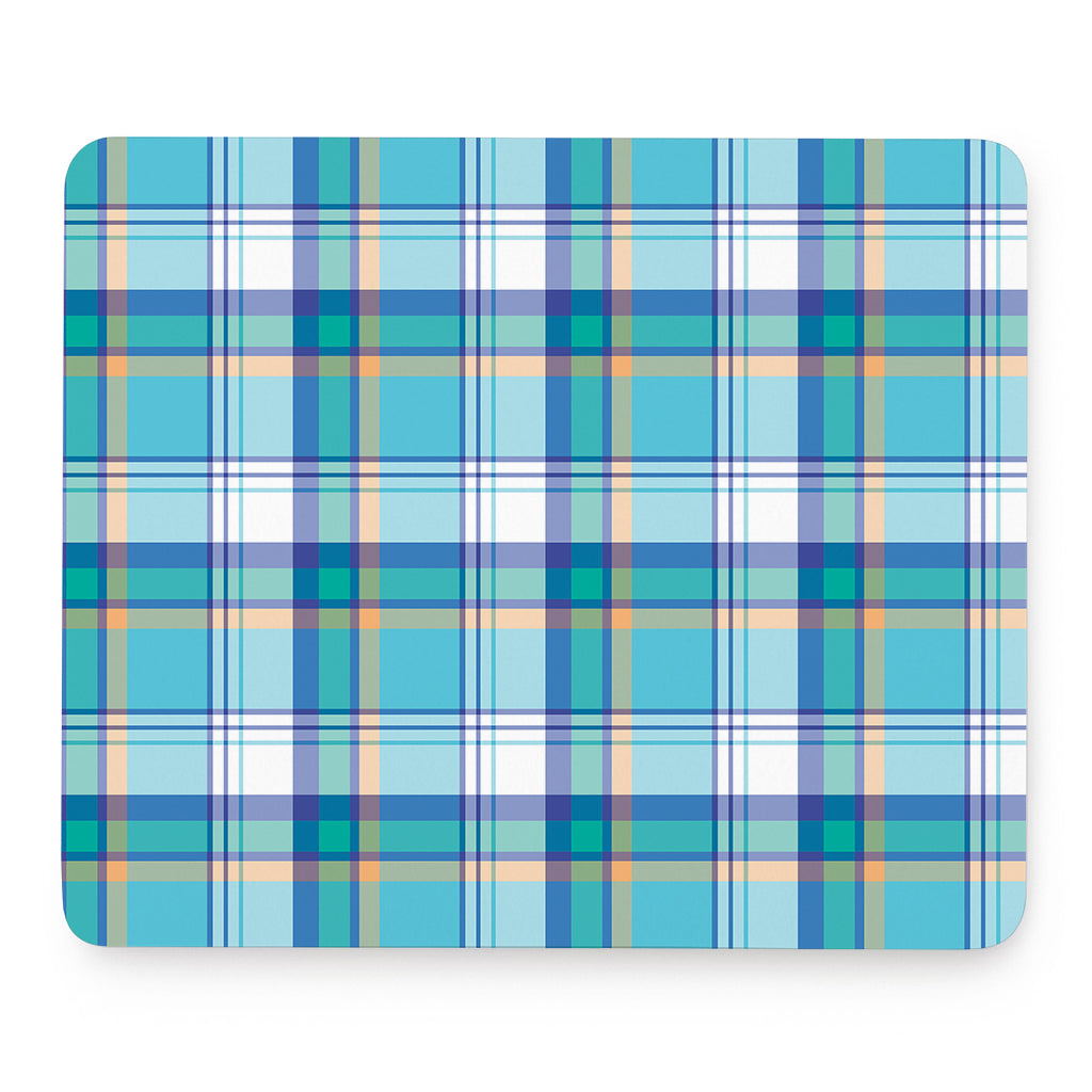 Blue Madras Pattern Print Mouse Pad