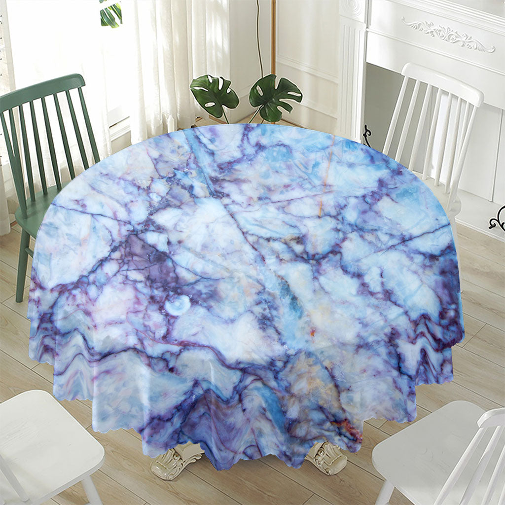 Blue Marble Print Waterproof Round Tablecloth