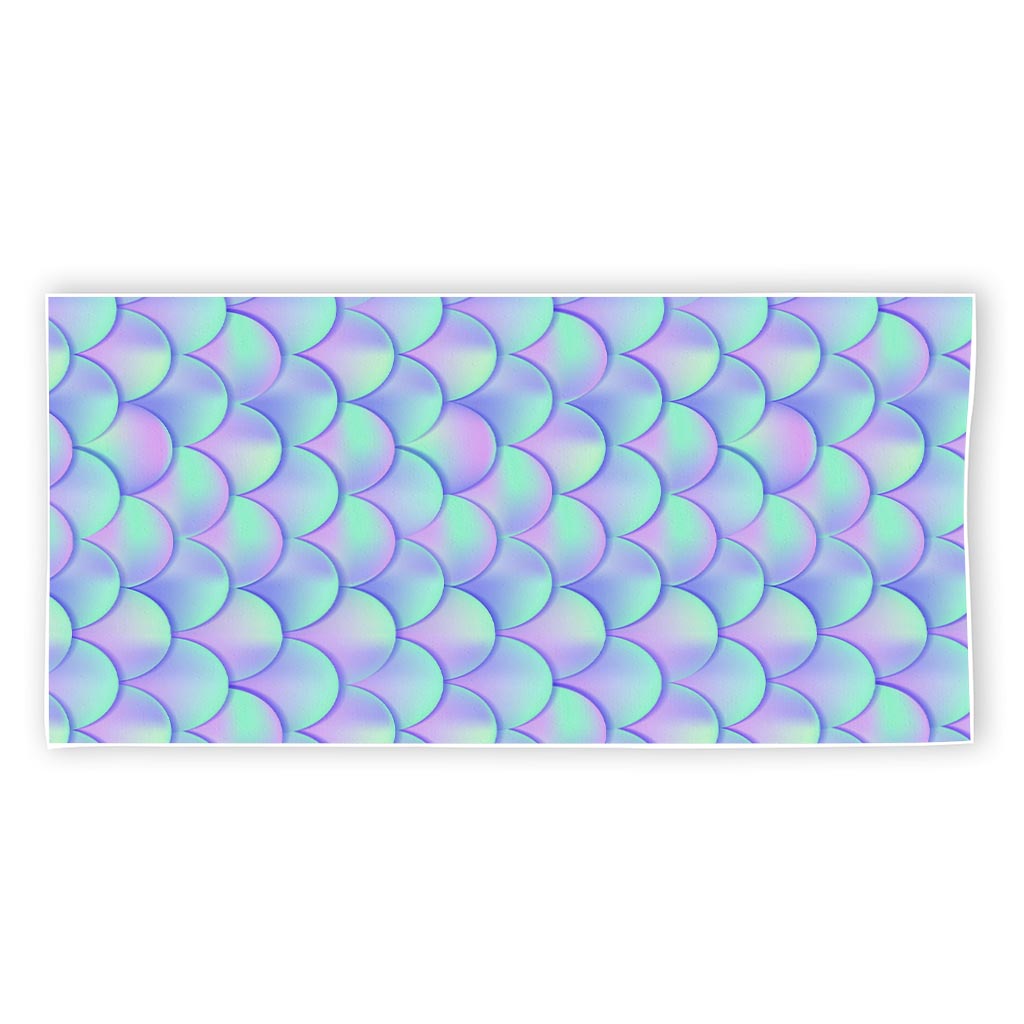 Blue Mermaid Scales Pattern Print Beach Towel