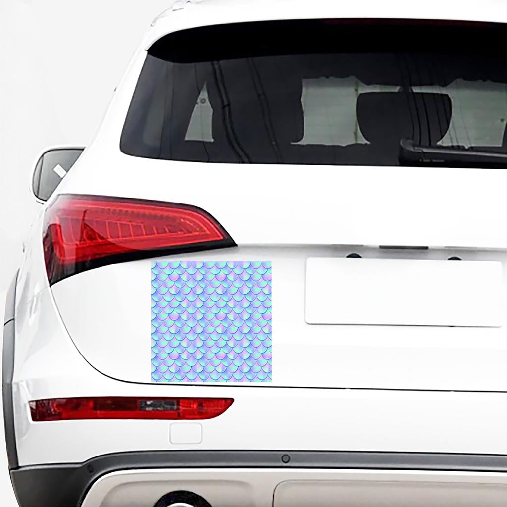 Blue Mermaid Scales Pattern Print Car Sticker