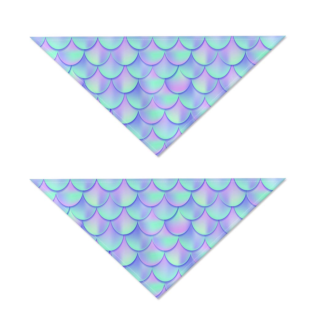 Blue Mermaid Scales Pattern Print Dog Bandana