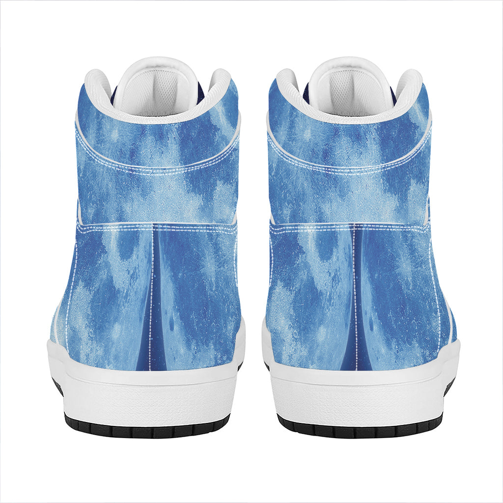 Blue Moon Print High Top Leather Sneakers