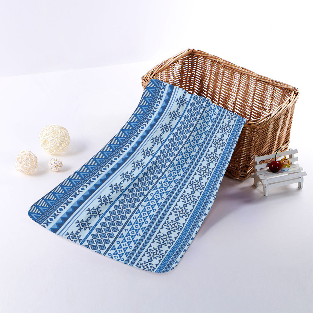 Blue Native American Aztec Pattern Print Towel