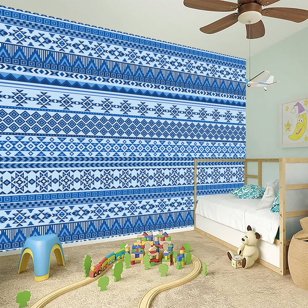 Blue Native American Aztec Pattern Print Wall Sticker