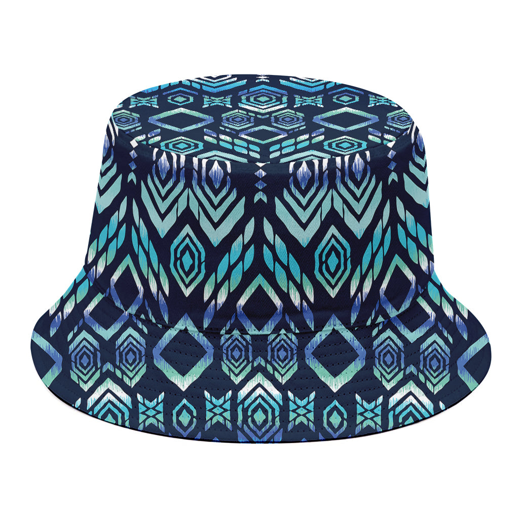 Blue Native Aztec Tribal Pattern Print Bucket Hat