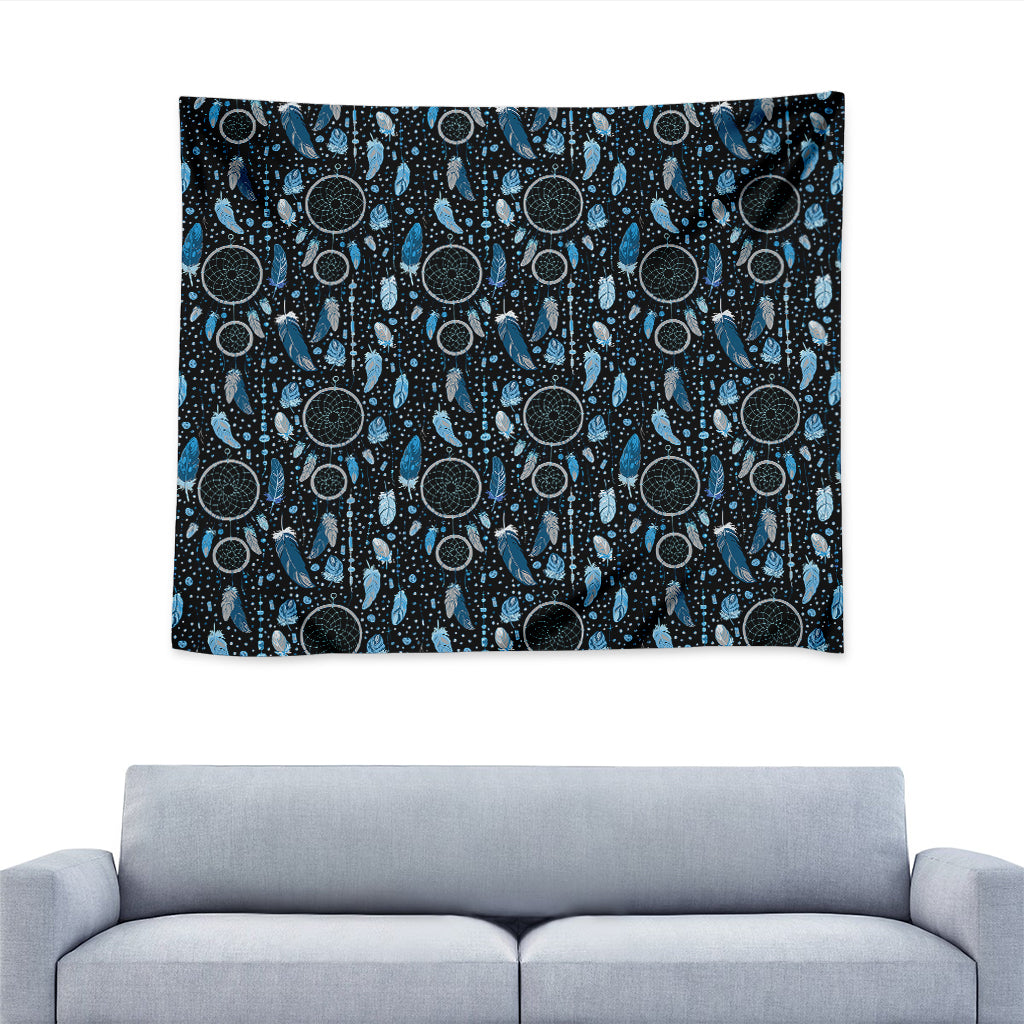 Blue Native Dream Catcher Pattern Print Tapestry